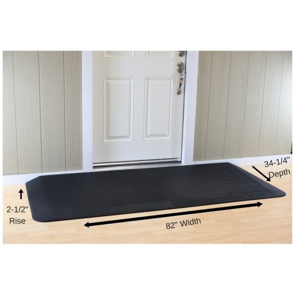 ADA Compliant Rubber Threshold Ramp: 2-1/2" Rise x 82" Wide x 30" Depth - 2 pc assembly